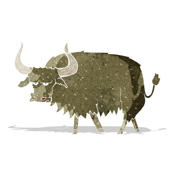 Desenho animado irritado vaca peluda — Vetor de Stock
