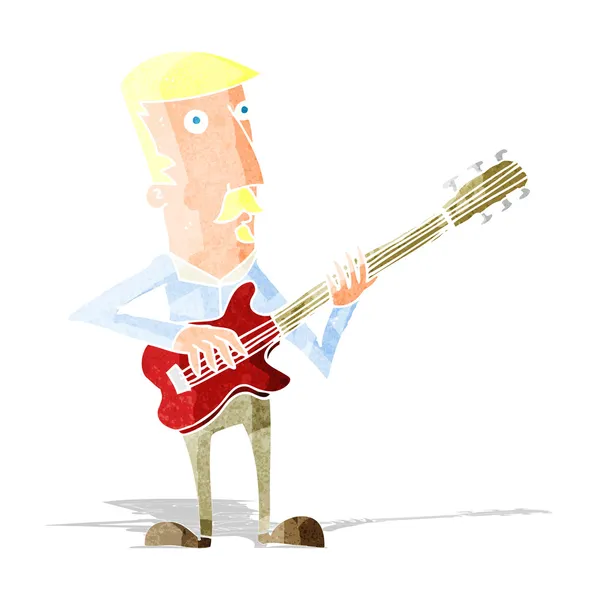 Człowiek z kreskówek gra na gitarze elektrycznej — Wektor stockowy