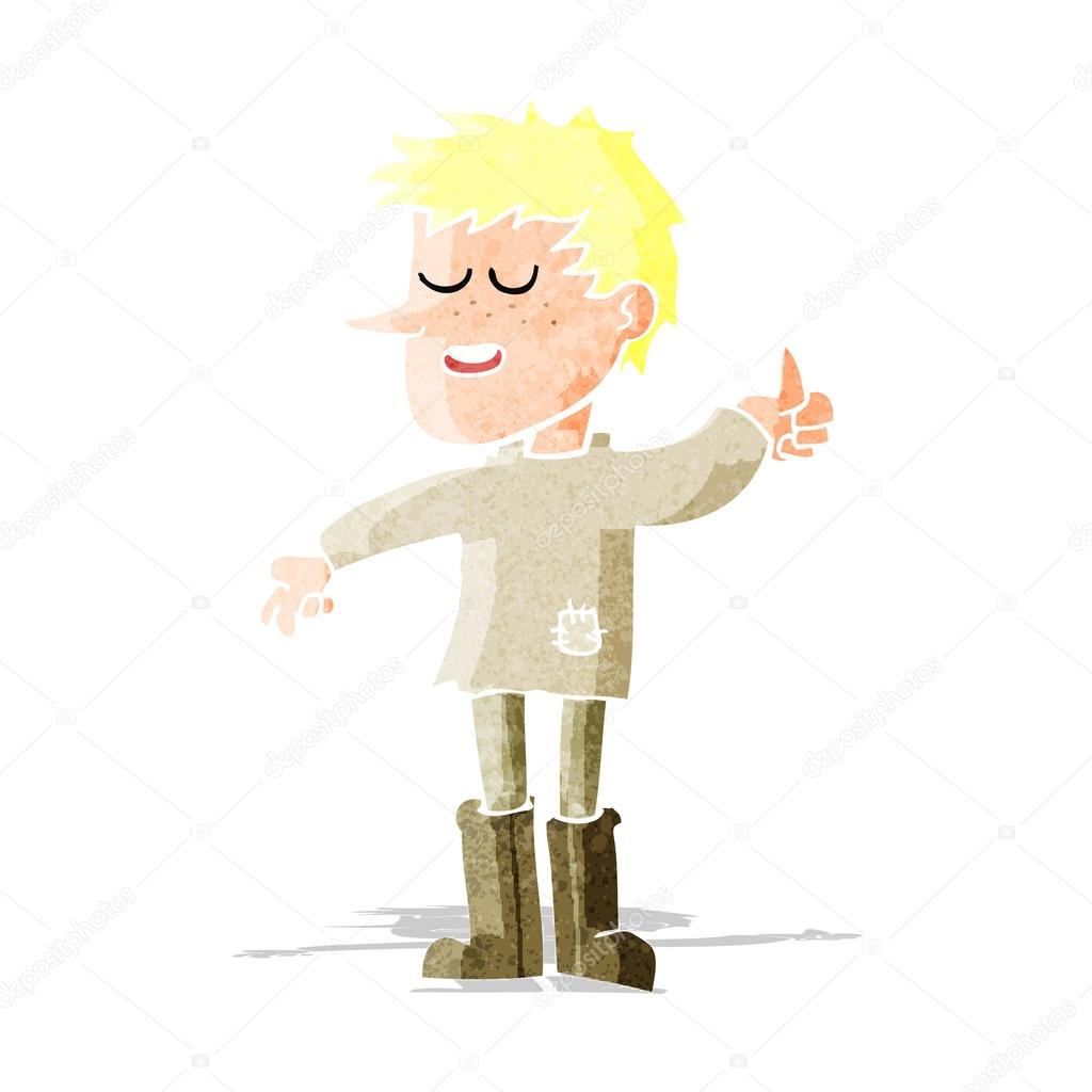 Pobre De Dibujos Animados Con Actitud Positiva Vector De Stock