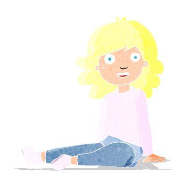 karikatür mutlu kadın