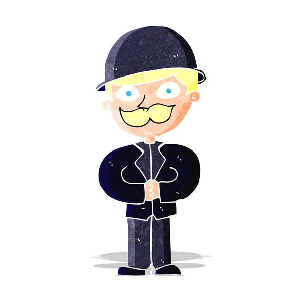 Hombre de dibujos animados en sombrero de jugador de bolos — Vector de stock