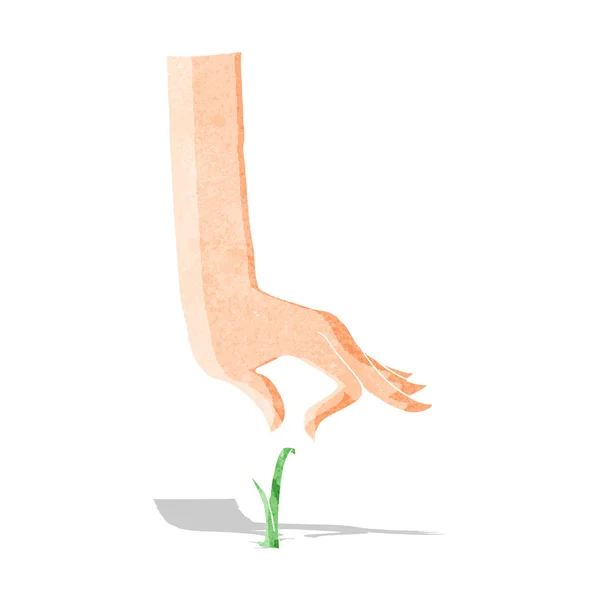 Tecknad hand plocka blad av gräs — Stock vektor