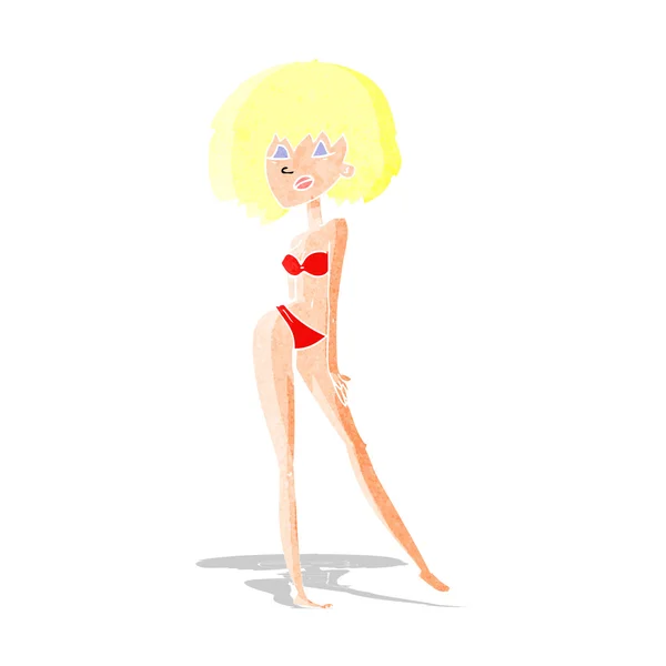 Mujer de dibujos animados en bikini — Vector de stock