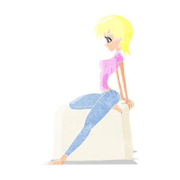 Cartoon pin up pose meisje — Stockvector