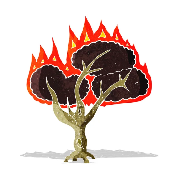 Árbol de dibujos animados quema — Vector de stock