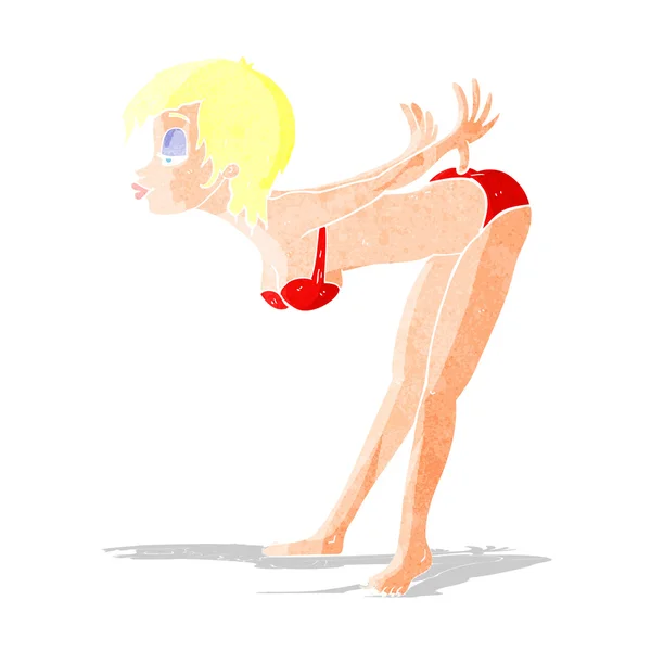 Cartoon pin up meisje in bikini — Stockvector