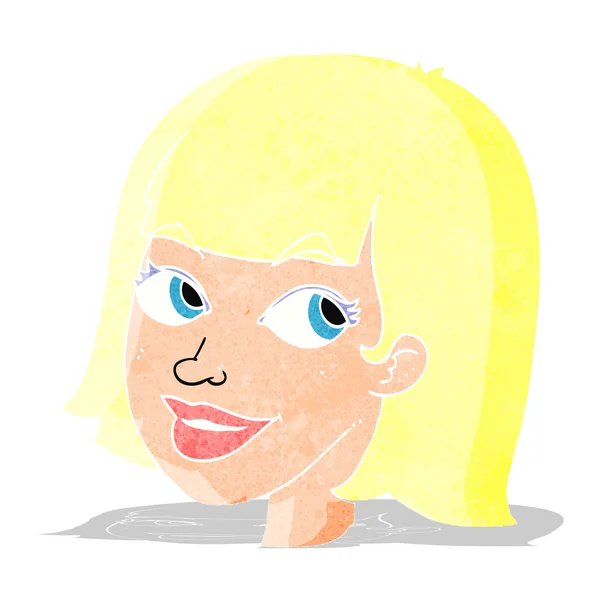 Desenho animado rosto feminino feliz —  Vetores de Stock
