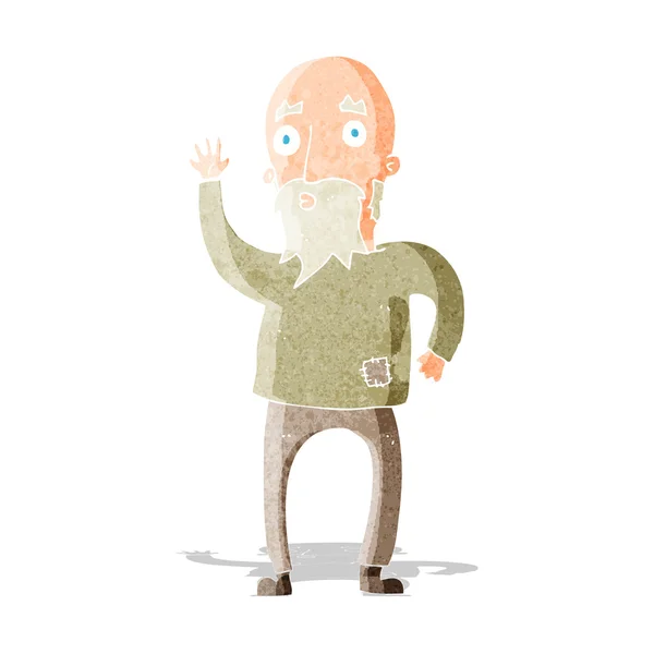 Cartone animato vecchio uomo che saluta , — Vettoriale Stock