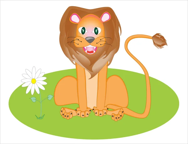 Κινούμενα σχέδια λιοντάρι με λουλούδι — Φωτογραφία Αρχείου
