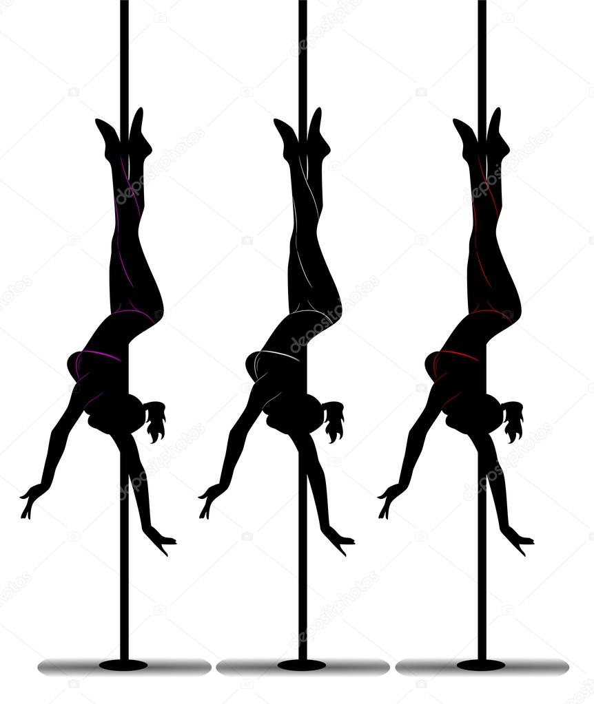 Black Silhouette Of A Sexy Girl Dancing With A Pole — Stock Vector © Humming89 13257091