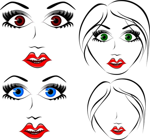 Bella ragazza in faccia. Elementi di design illustrazione colorata . — Foto Stock