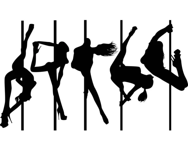 Set of black silhouettes of dancing — Stock Vector