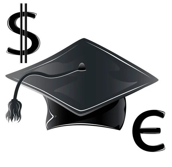 Sombrero de graduado, moneda de ilustración — Vector de stock