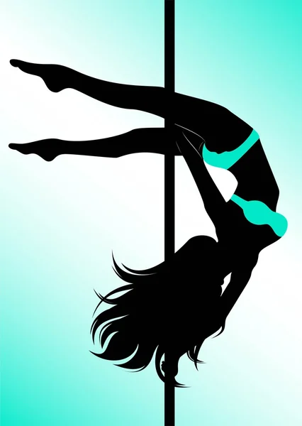 Black silhouette of a girl on a pole — Stock Photo, Image