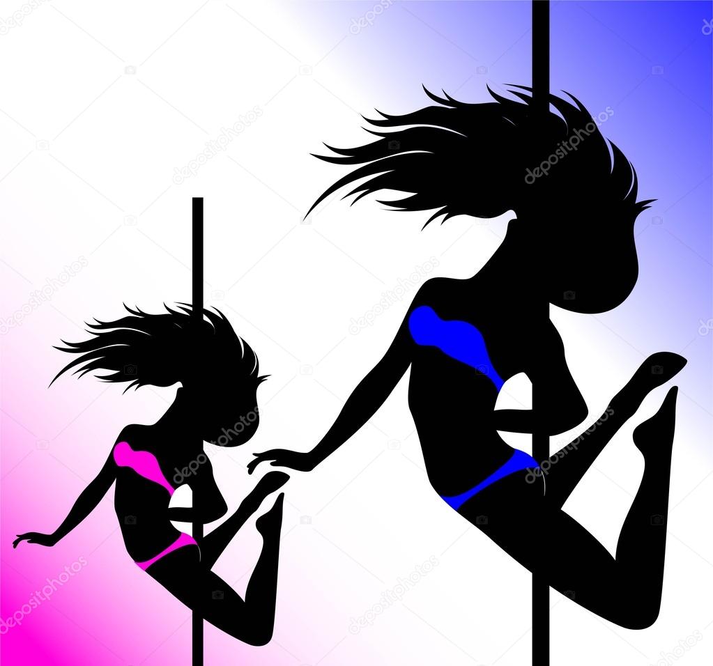 black silhouette of a girl on a pole