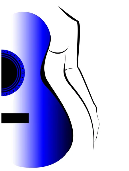Vrouwelijk lichaam en de gitaar — Stockfoto