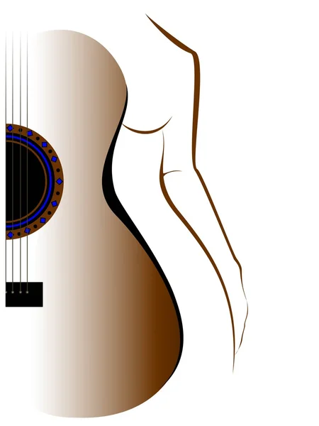 Kadın bedeni ve gitar - stok görüntü — Stok Vektör