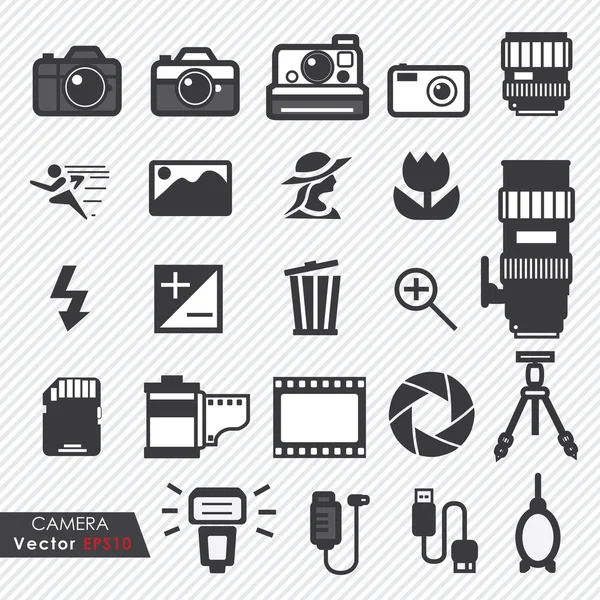 Photography camera lens and accessories — Stock Vector