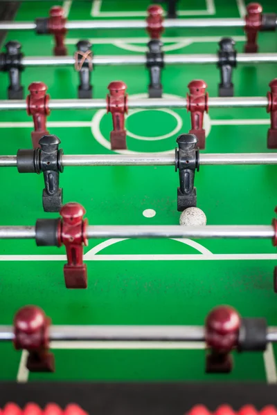 Close up of a foosball game with soccer ball — Stock Photo, Image