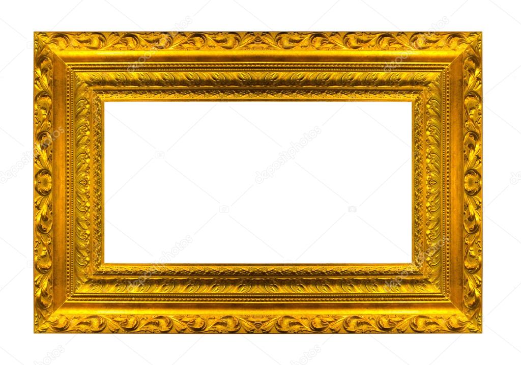 Very big Size Large Golden Picture frame with white background Clipping path included