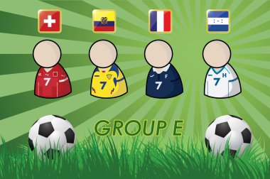 futbolcu ve çim arka plan ve soccer Ball Şampiyonası 2014 için bayraklar illüstrasyon vektör
