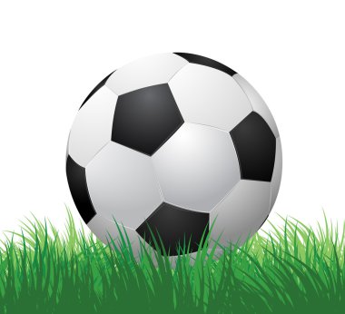 Futbol topu yeşil çim vektör çizim eps10 üzerinde