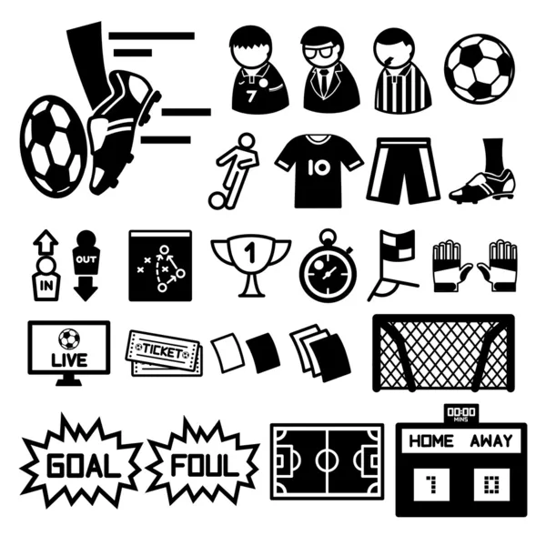 Resimde futbol futbol Icons set — Stok Vektör