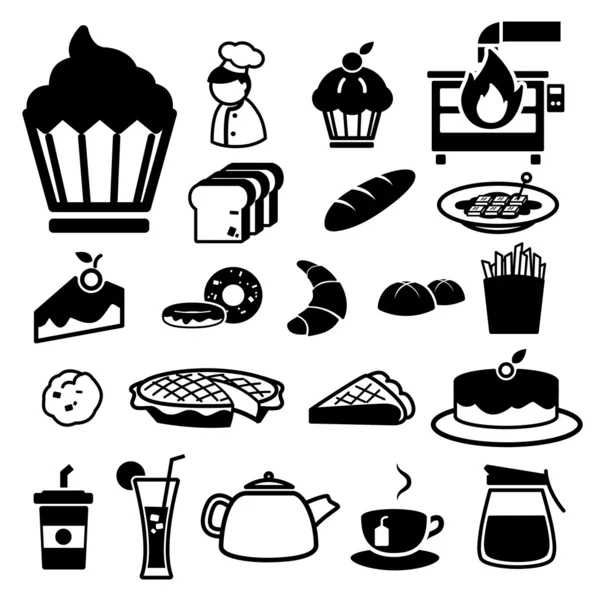 Icônes de boulangerie ensemble illustration — Image vectorielle