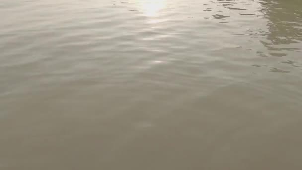 Onda Vento Serena Calmante Soprando Sobre Superfície Água Rio Sunset — Vídeo de Stock