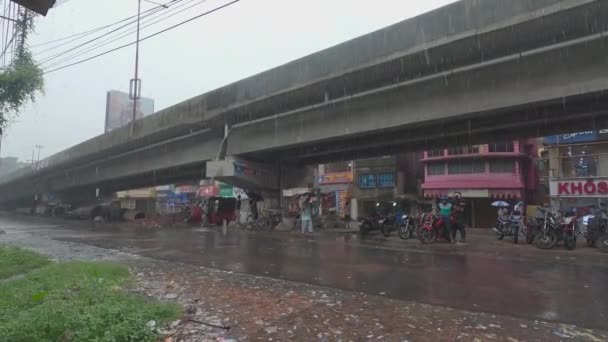 Kraftigt Regn Faller Stadens Gata Kolkata Västra Bengalen Indien Södra — Stockvideo