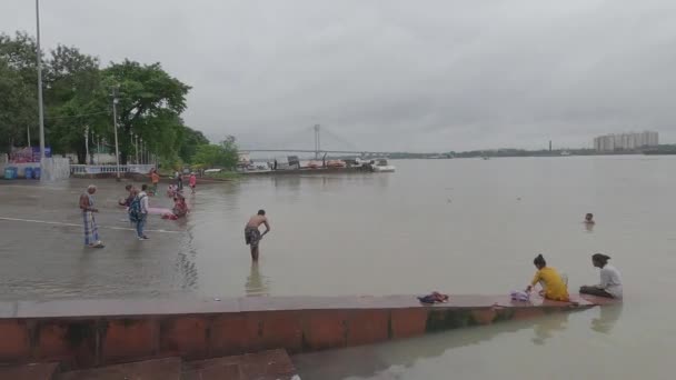 Fotoaparát Horizontálně Krajinný Pohled Vidyasagar Setu Nebo Second Hooghly Bridge — Stock video
