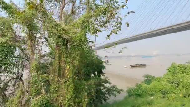 Vidyasagar Setu Segundo Puente Hooghly Sobre Hooghly River Vista Desde — Vídeo de stock