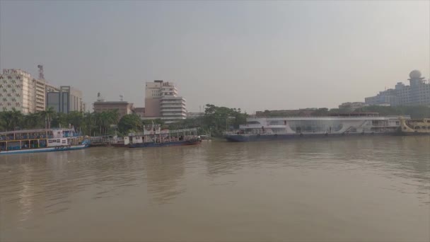 Widok Miasta Kalkuta Brzegi Hooghly River Kalkuta Zachodni Bengal Indie — Wideo stockowe