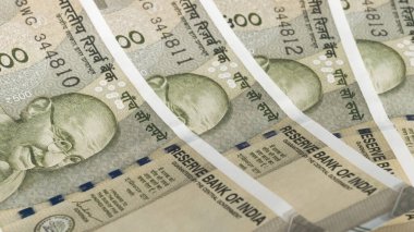 Hint 500 rupisi. 500 rupi kağıt para birimi. Tam kare. Bankacılık Finans geçmişi.