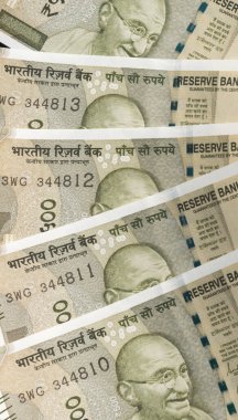 Hint 500 rupisi. 500 rupi kağıt para birimi. Tam kare. Bankacılık Finans geçmişi.