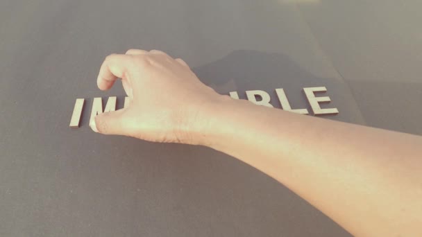 Nothing Impossible Word Itself Says Possible Man Hand Separating Letter — Vídeo de Stock