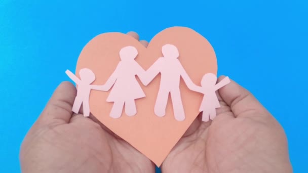 Lgbter Lesbian Family Concept Happy Family Love Heart Sign Blue — Stock Video