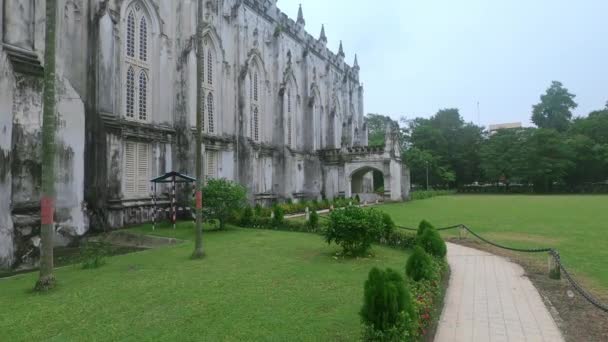 Caminhando Pista Jardim Quintal Igreja Catedral São Paulo Calcutá Famosa — Vídeo de Stock