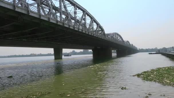 Vivekananda Setu Híd Hooghly Folyó Felett Nyugat Bengálban India Összekapcsolja — Stock videók