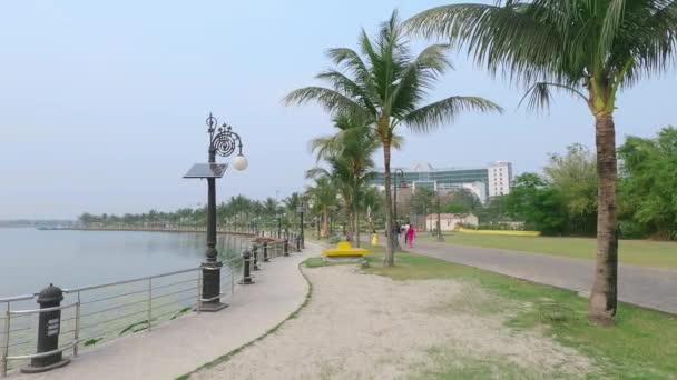 Lakeside Promenade Landscape View Side Lake Side Leisure Center Eco — Stock Video