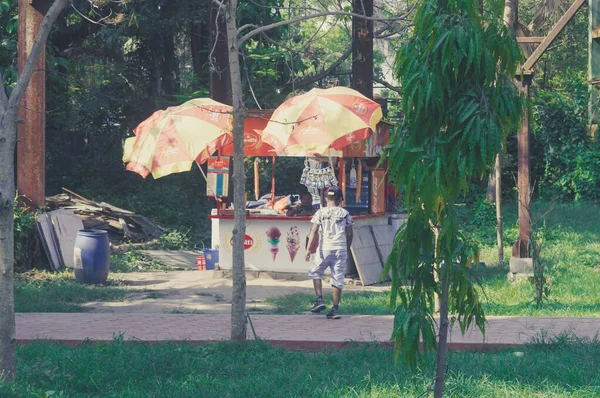 Ein Getränkekiosk Dschungel Einem Heißen Sonnigen Tag Alipur Zoologischer Garten — Stockfoto