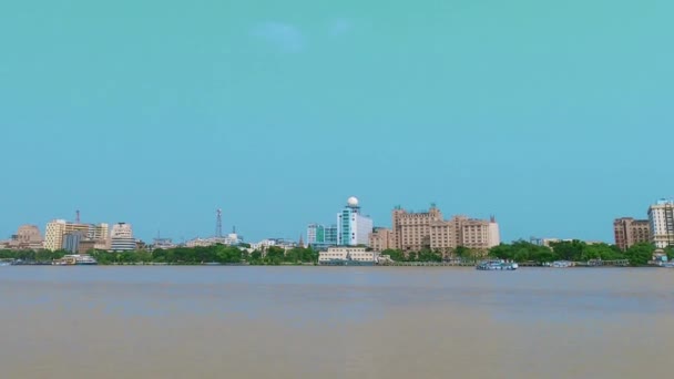 Beautiful River City Landscape Kolkata Riverside View West Bengal India — Video Stock