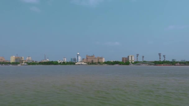 Ландшафт Ривер Сити Калькутта Риверсайд Западная Бенгалия Индия Южная Азия — стоковое видео