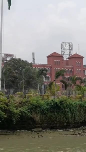 Howrah Station Uitzicht Vanaf Een Boottocht Kolkata West Bengaalse India — Stockvideo