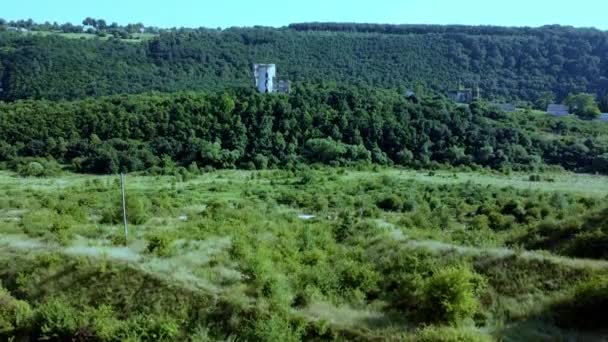 Abandoned Tower Stands Hilltop Middle Forest — Stock videók