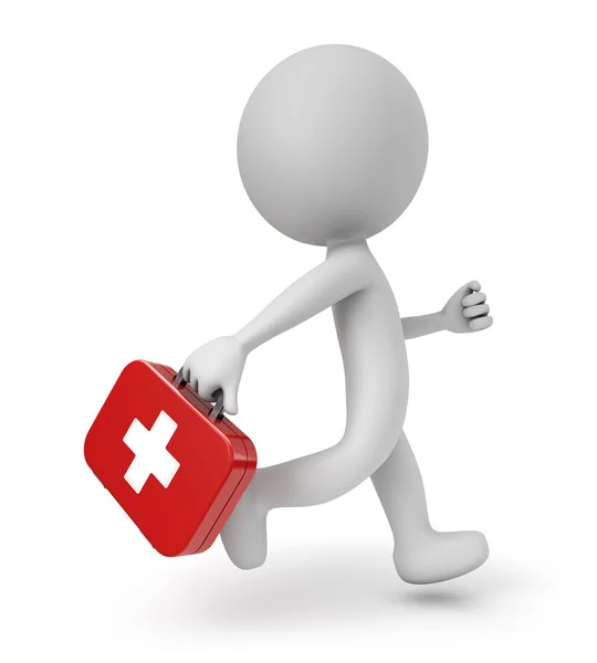 3d cute people- first aid kit — Stock Photo, Image