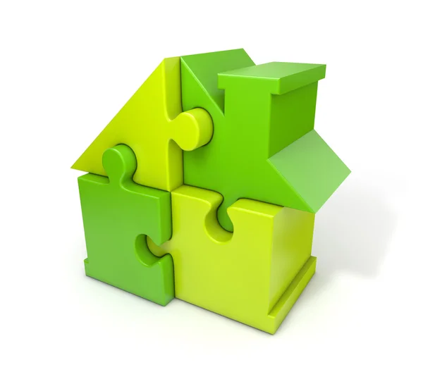 Puzzle house green — Stock Photo, Image
