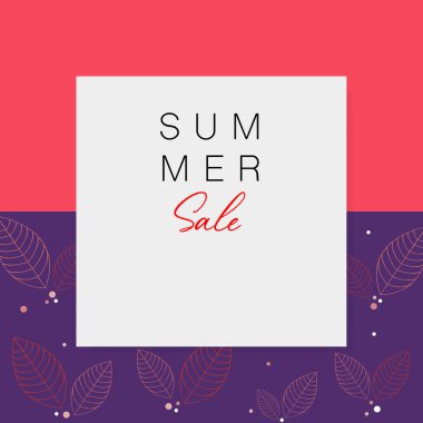 Poster, broşür, web sitesi ve sosyal medya paylaşımı için tropikal yaprak arka planına sahip yaz indirimi konsepti kare afişi.