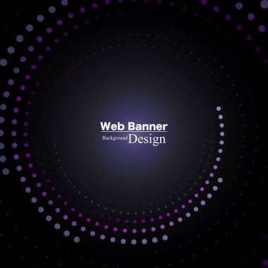 Konum metni ve ürün reklamı için nokta çember arka planına sahip sosyal medya webinar pankart tasarım kare şablonu.