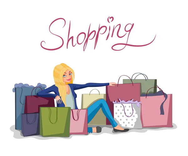 Alışveriş çantalı kadın.